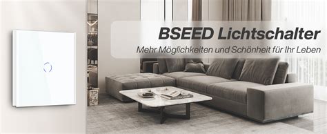 BSEED Touch Lichtschalter 1 Fach 2 Wege Glas Lichtschalter Weiß Led