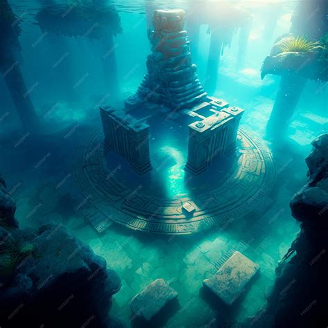 Premium Photo | Underwater lost city Atlantis and its ruins