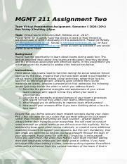 Tuakana Mgmt Assignment Two S Docx Mgmt Assignment Two