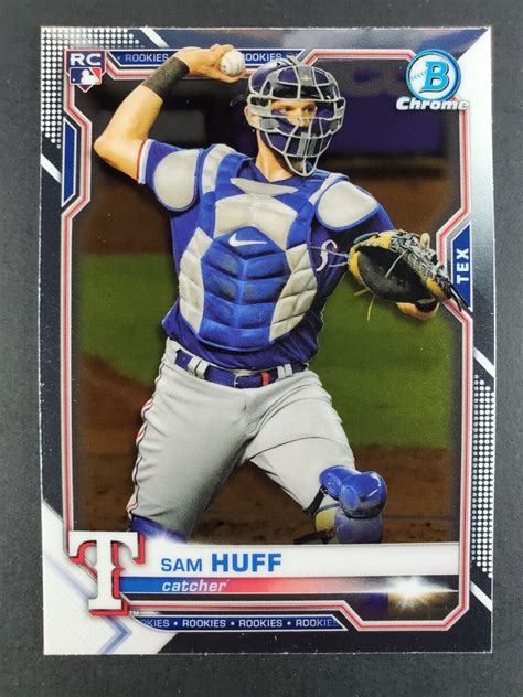 Bowman Chrome Sam Huff Rc Texas Rangers Rookie Ebay