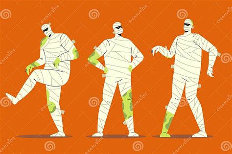 Hand Drawn Halloween Mummies Collection Vector Design Illustration Stock Vector Illustration