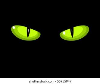 Green Dangerous Wild Cat Eyes Darkness Stock Vector Royalty Free