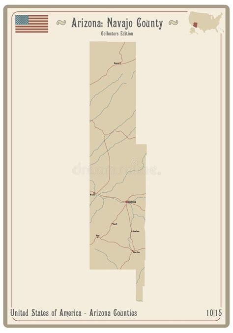 Map of Navajo County in Arizona Stock Vector - Illustration of ...