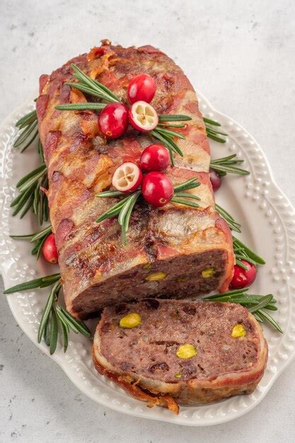 Premium Photo Terrine Of Pork With Pistachios Cherries Chicken And Bacon