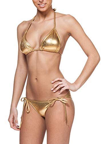 Addison Rae Wears A Golden Goddess Metallic String Bikini