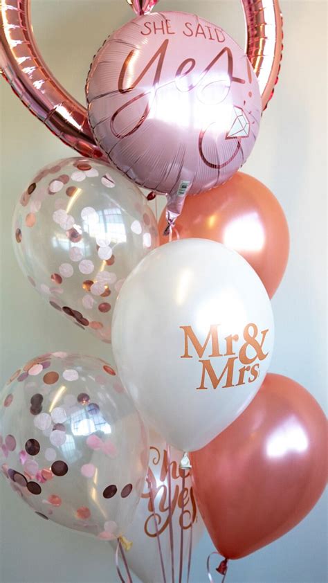 Bridal Balloon Bouquet Rose Gold Confetti Balloon Bundle Etsy