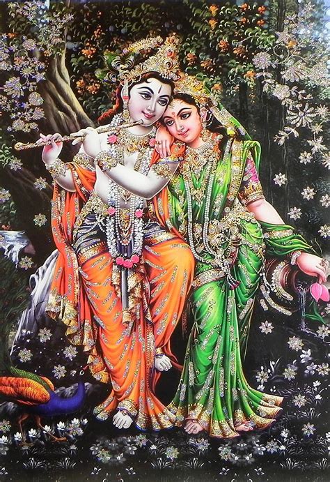 Radha Krishna The Divine Lovers Poster With Glitter Hindu Posters