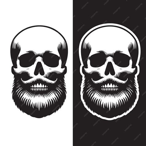 Premium Vector Skull With Beard Vector Illustration