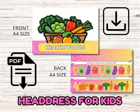 nutrition month headdress fruit veggie crown printable kids craft