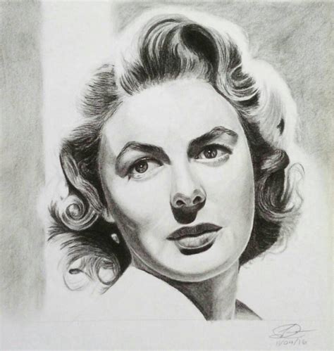 Ingrid Bergman Portrait Drawing Bw By Johanne Climaco On Deviantart