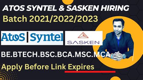 Atos Syntel Sasken Hiring 2021 2022 2023 Batch BE Btech BCA