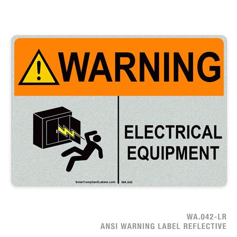 WARNING - ELECTRICAL EQUIPMENT - 042A ANSI LABEL | SOLAR COMPLIANT LABELS