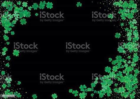 St Patricks Day Background Template With Falling Clover Leaves Stock