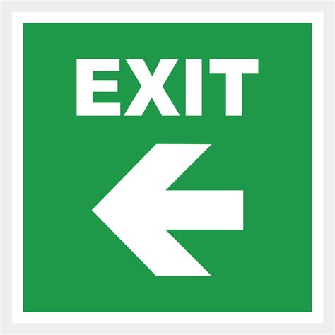 Green emergency exit sign square on white. Vector Illustration left ... 
