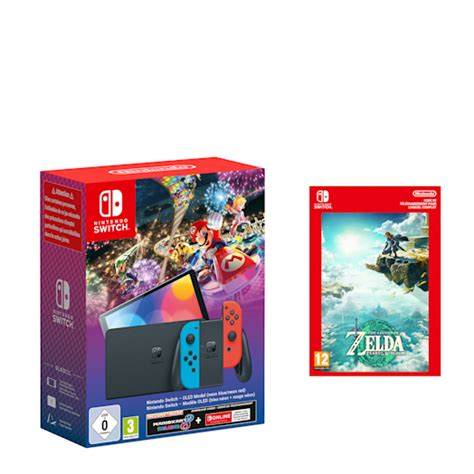 Pack Nintendo Switch Modèle Oled Bleu Néon Rouge Néon Mario