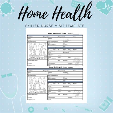 Home Health Nurse Home Health Visit Form Template Oasis Etsy