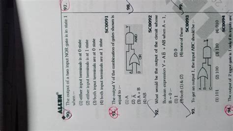 Scoo The Output Y Of The Combination Of Gates Shown Is Equal To