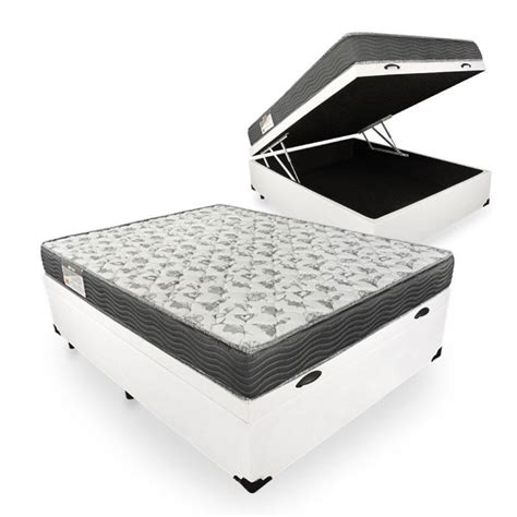 Cama Box Bau Casal Preta Colchao Espuma D33 Ortobom Iso 100 Black