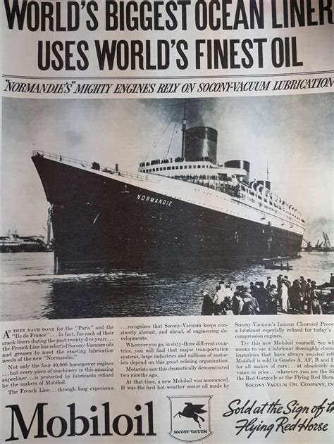 Advertisement With Ship Normandie Ocean Liner Worlds Biggest Ocean