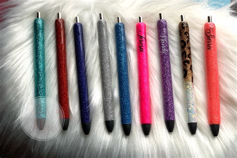 Personalized Glitter Bling Pen Epoxy Pen Custom Glitter Etsy