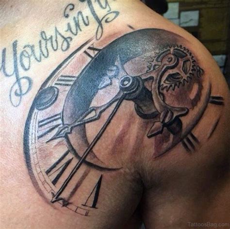 Pin By Don Rathell On Tattoos Mens Shoulder Tattoo Clock Tattoo