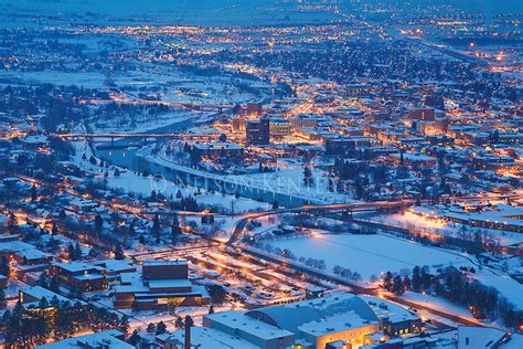 The Lights Of Missoula Montana On A Winter Evening From Mount Sentinel