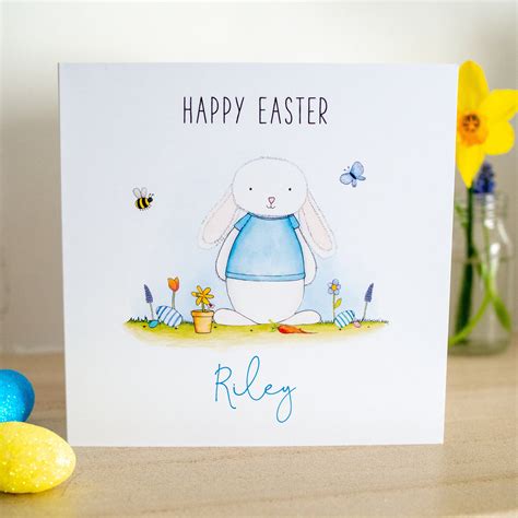 Personalised Easter Card Easter Bunny Card Boys Easter Etsy Uk