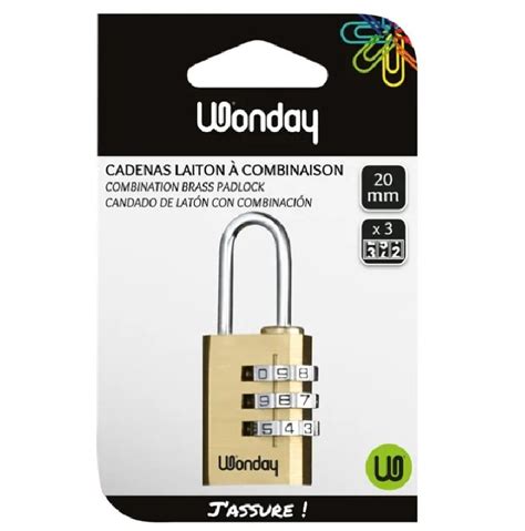 024258 Wonday Cadenas à combinaison en laiton 20 mm