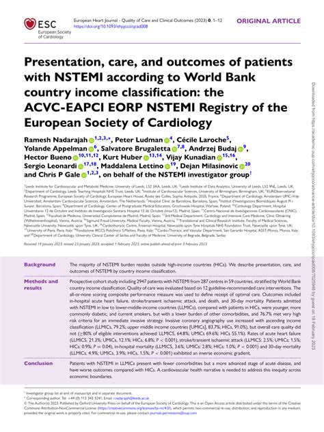 PDF Presentation Care And Outcomes Of Patients With NSTEMI According