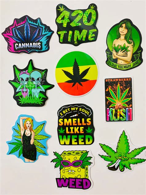 Funny Characters Leaves Weed Smoking Graffiti Stickers Diy Etsy