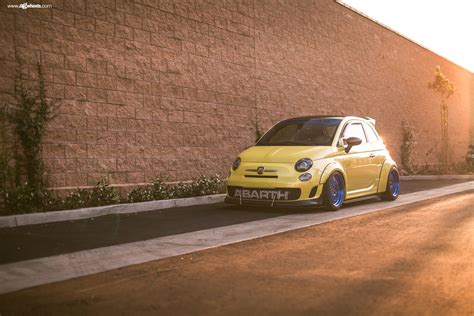 Yellow Fiat 500 Abarth Gets Distinctive Look with Blue Avant Garde ...