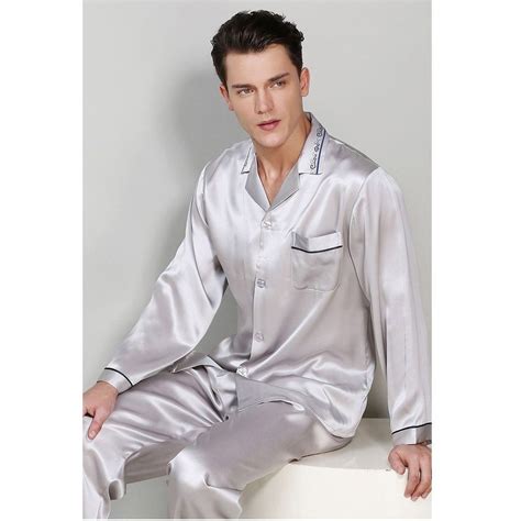 Long Galaxy Print Men Silk Pajama Set Luxury Silk Nightwear Silk