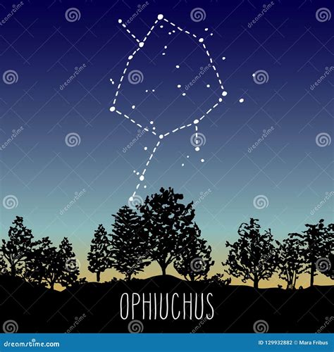 Ophiuchus Zodiac Sign Constellation Over the Twilight Deciduous Stock ...