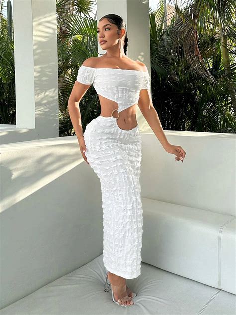 SHEIN SXY Holiday Summer Seaside Resort One Shoulder Exposed Waist