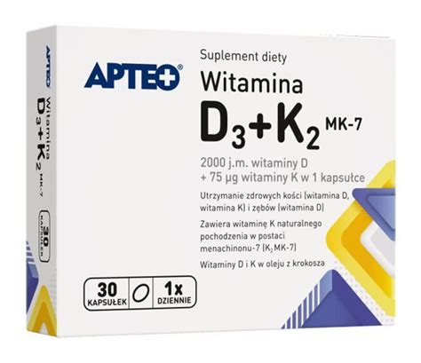 Witamina D3 K2 MK 7 APTEO 30 Kaps Vit D K Vit D Preparaty