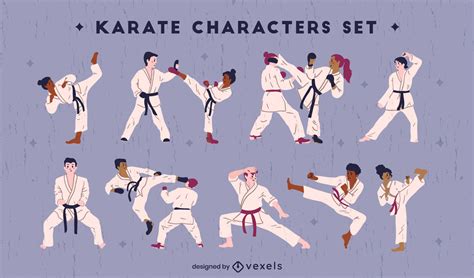 Karate Characters Collection Flat Vector Download