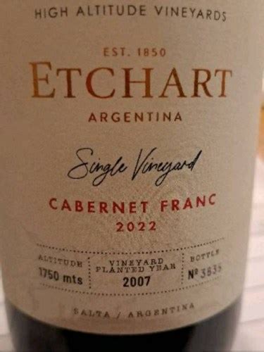 Bodegas Etchart Single Vineyard Cabernet Franc Vivino Canada