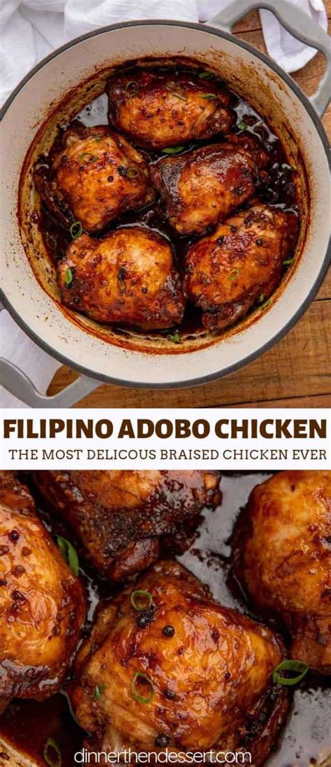 Filipino Adobo Chicken One Pot Crazy Tender Dinner Then Dessert