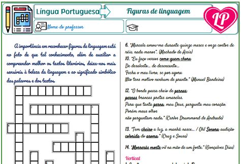 Figuras De Linguagem Cruzadinha