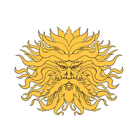 Helios Greek God Of Sun Head Drawing Color 2226160 Vector Art At Vecteezy