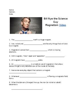 Bill Nye Magnetism Episode Worksheet By Ms Frizzle Wannabe Tpt