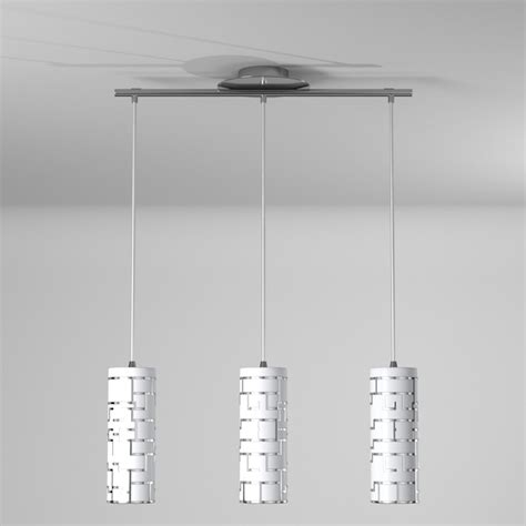 Eglo Bayman 3 Light Chrome Moderncontemporary White Glass Cylinder Large Hanging Pendant Light