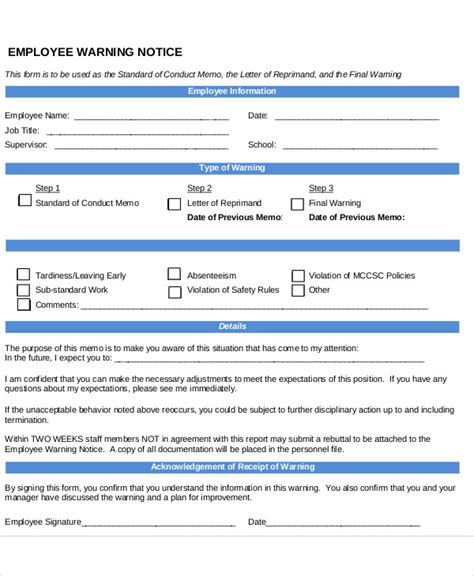 Formal Final Employee Warning Write Up