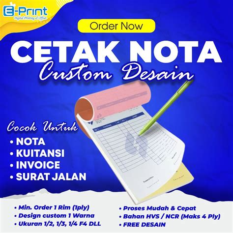 Jual Cetak Nota Kuitansi Surat Jalan Invoice Termurah Min 1 Rim