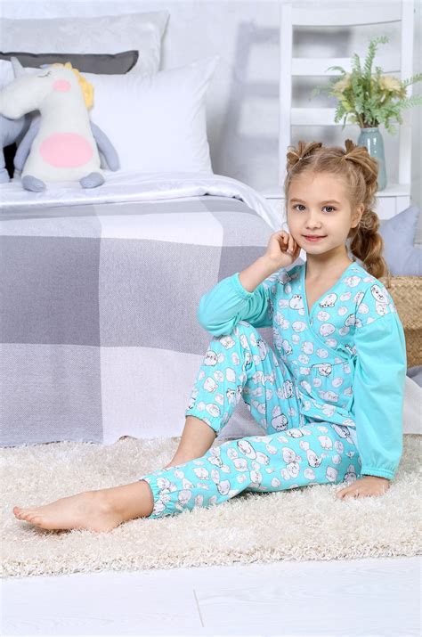 Пижама для девочки Детский Бум 6621718 голубой купить оптом в HappyWear.ru