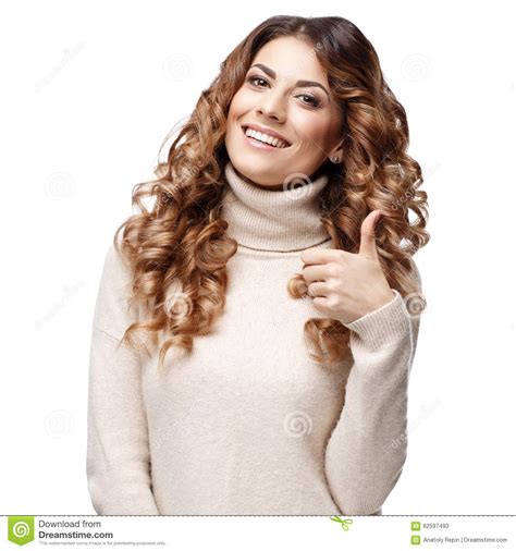 Beautiful Young Woman In Knitted Wool Sweater Smiling Stock Image