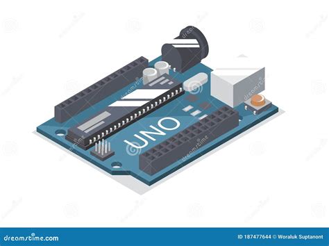 Arduino Uno Board Isometric Simple Designed Stock Vector Illustration