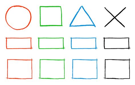 Hand Drawn Circle And Square And Triangle Symbol Set Stock Illustration