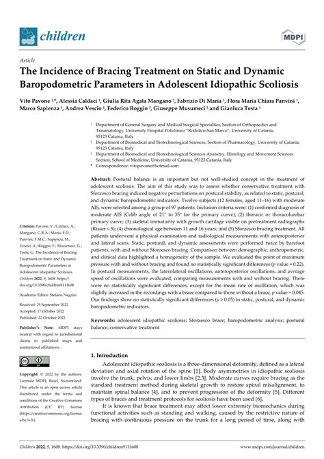 Pdf The Incidence Of Bracing Treatment On Static And Dynamic