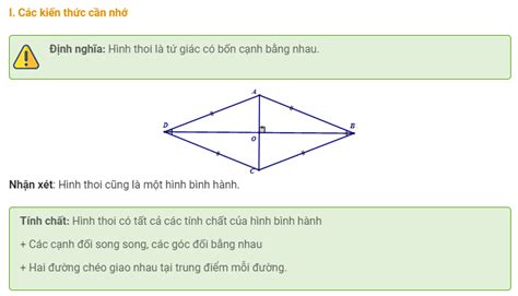 Hình Thoi Định Nghĩa Tính Chất định Lý Dấu Hiệu Nhận Biết